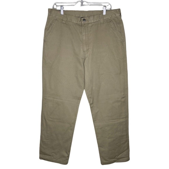 Woolrich Pants Mens 36x32 Tan Fleece Lined Straight Leg Neutral Preppy Heritage‎ - Picture 1 of 7